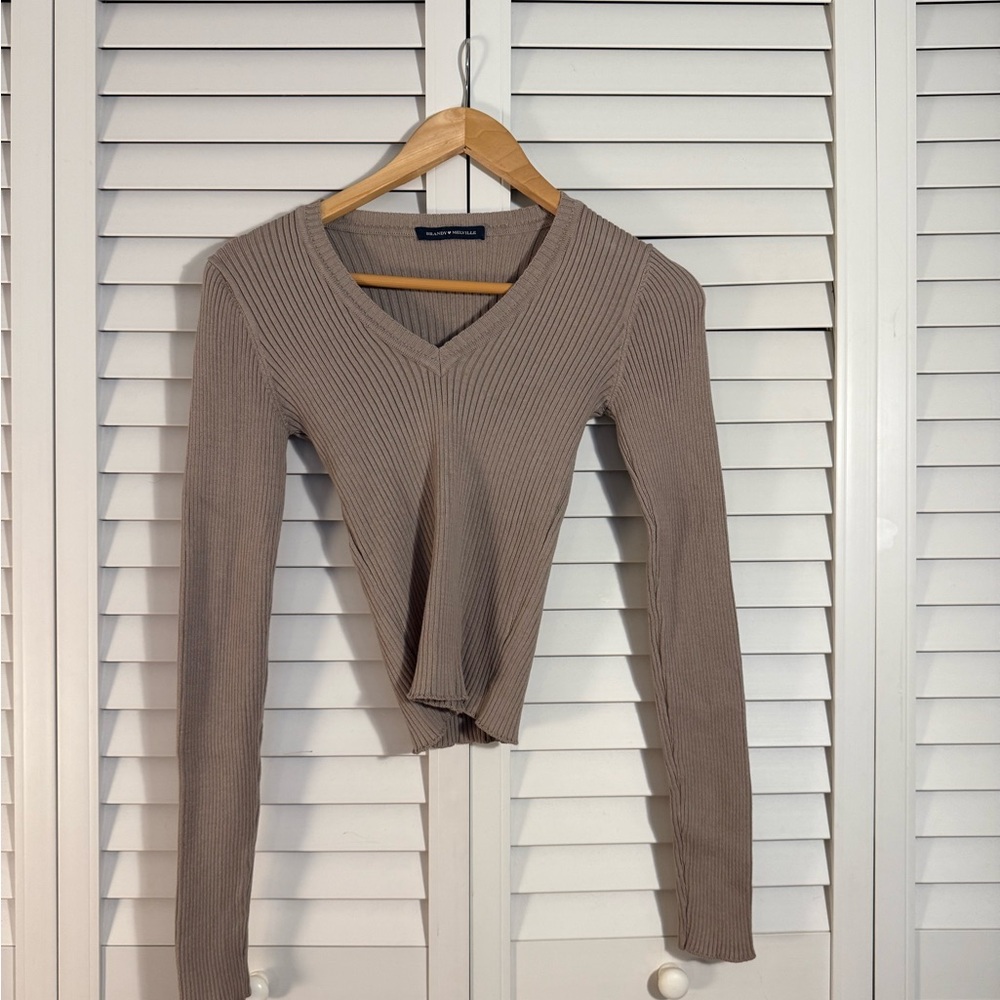 Brandy Melville Brown Fitted Sweater